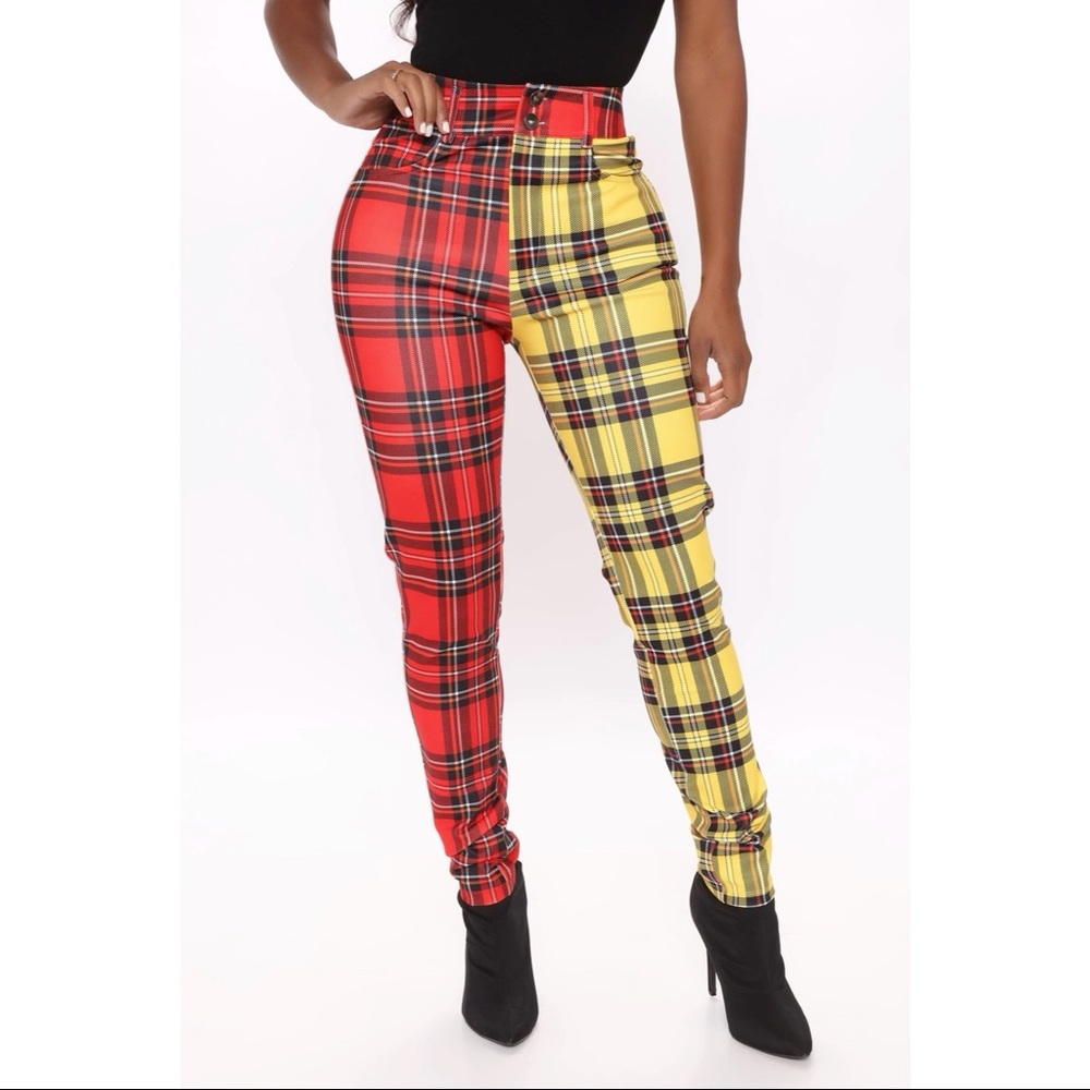Fashion Nova Plaid Two Tone Stretch Pants